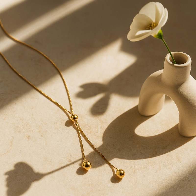 Collier Carador en Or Jaune 18K Pendentif fantaisie billes