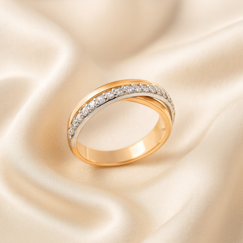 Bague Fantaisie entrelacée femme carador en or jaune 750/000 et diamants