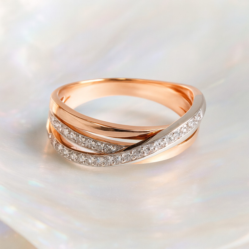 Bague fantaisie femme carador en or rose 750/000 et diamants 0.304 carats