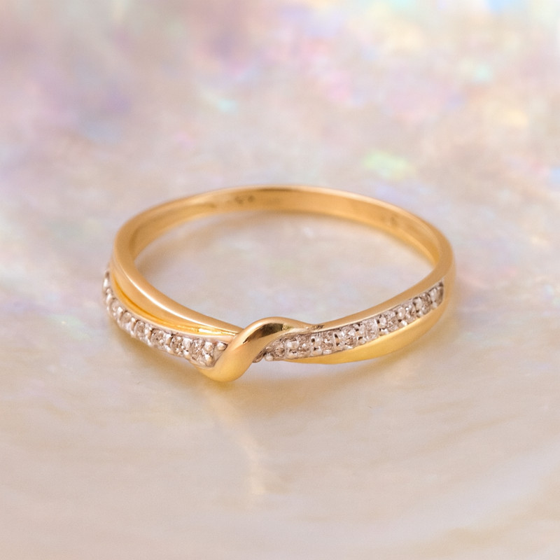 Bague fantaisie femme carador en or jaune 750/000 et oxydes de zirconium