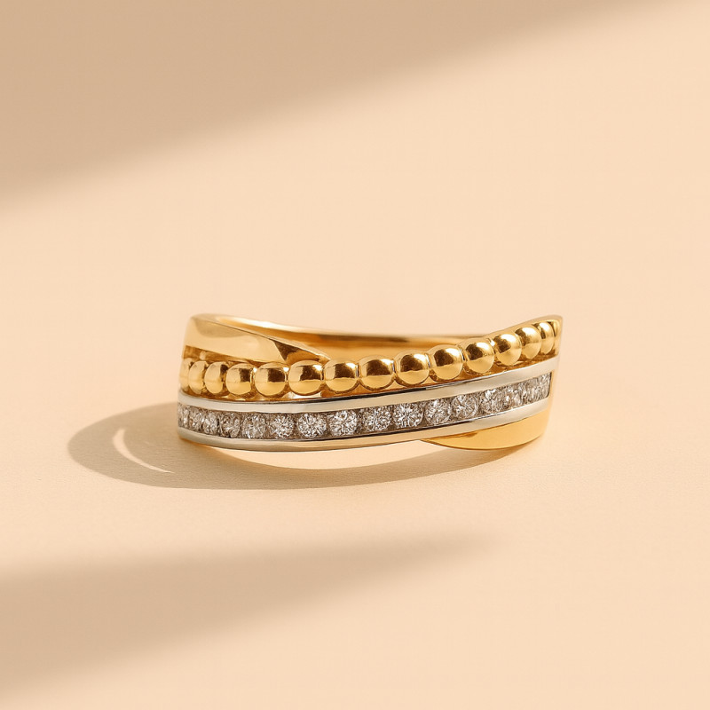 Bague fantaisie femme carador en or 750/000 bicolore et diamants 0.204 carats