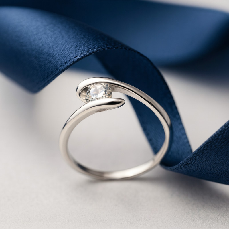 Bague Carador solitaire d'oxyde de zirconium en argent 925/000