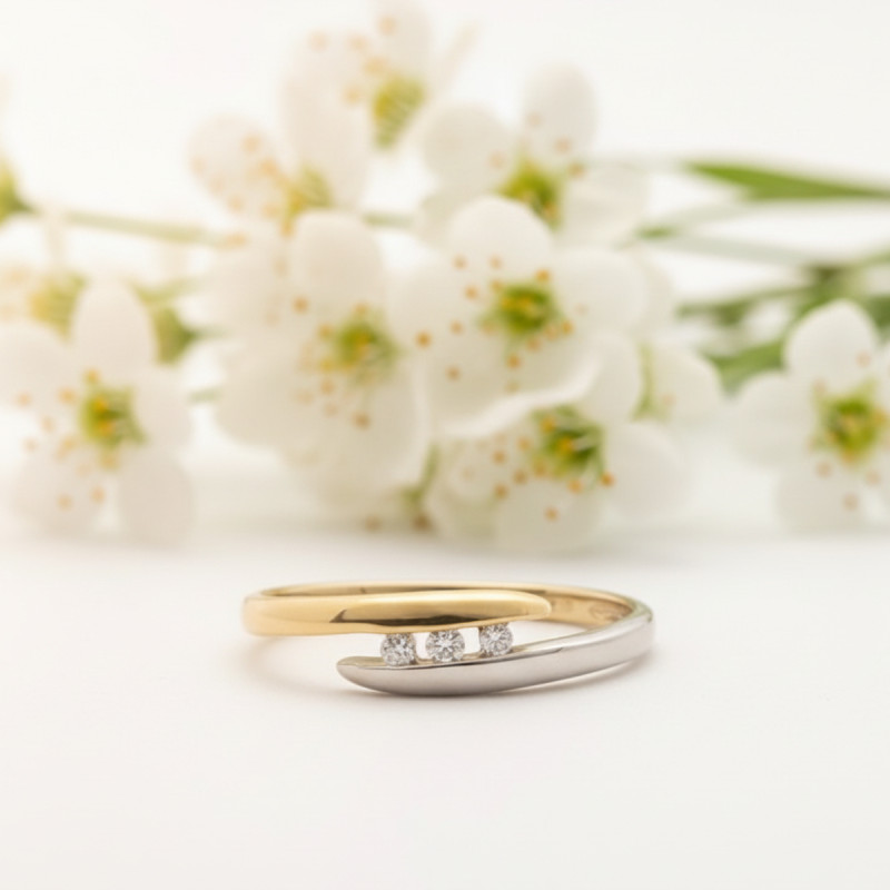 BAGUE TRILOGIE DIAMANTS 0,05 OR BICOLORE