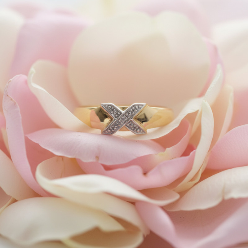 BAGUE OR BICOLORE TRILOGIE DE DIAMANT 0.04CTS G-P1