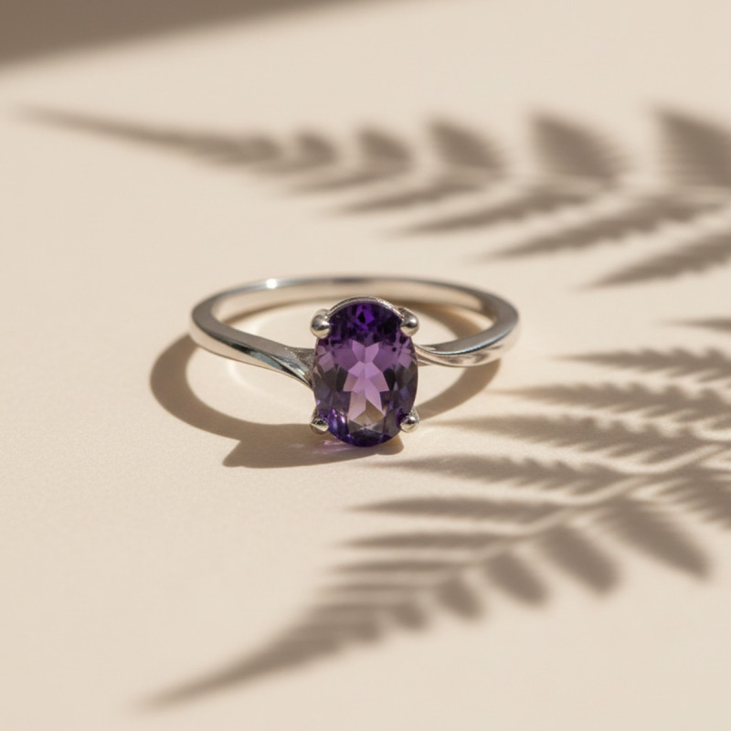 Bague Femme Amethyste Pierre Fine Or 750