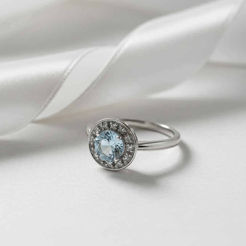 Bague Femme Topaze Diamants Pierre Fine en Or 750