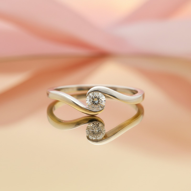 Bague solitaire femme Carador Or blanc 375/000 et DIAMANT 0.16CTS