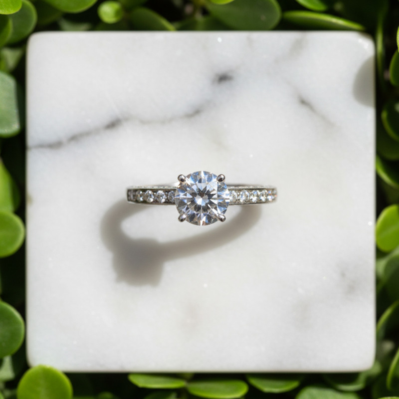 Bague solitaire femme Carador Or blanc 375/000 et Oxyde de zirconium