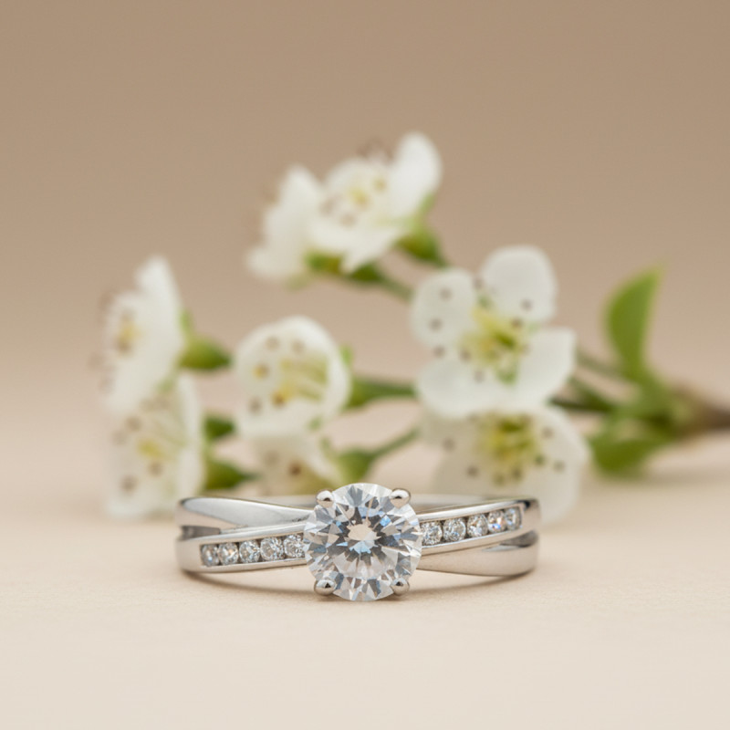 Bague solitaire femme Carador Or blanc 375/000 et Oxyde de zirconium