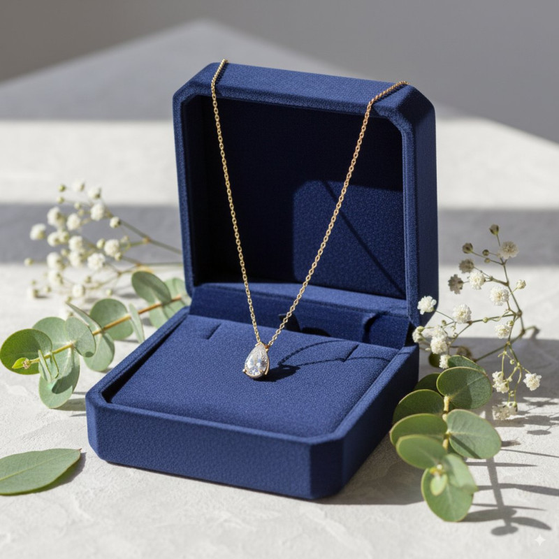 Collier Solitaire Carador en or jaune 375/000, oxyde de zirconium