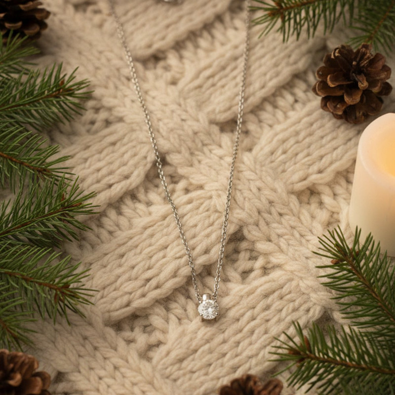 Collier Pendentif 4mm Carador en or blanc 375/000 et oxydes de zirconium