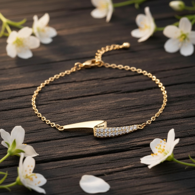 Bracelet Vague avec Oxydes de Zirconium