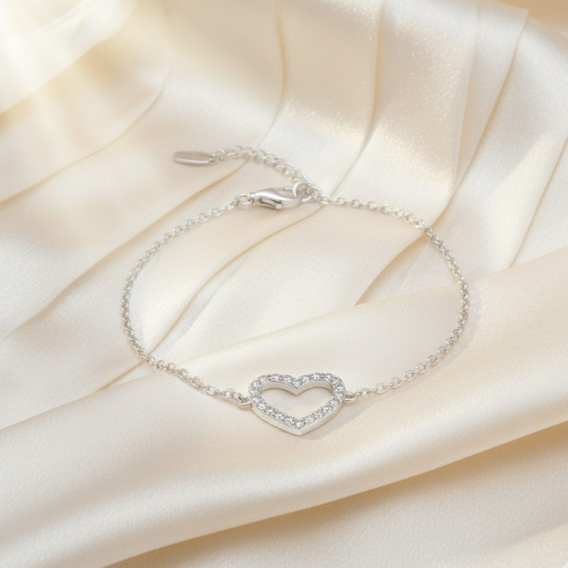 Bracelet femme Carador en argent  et oxydes de zirconium motif coeur