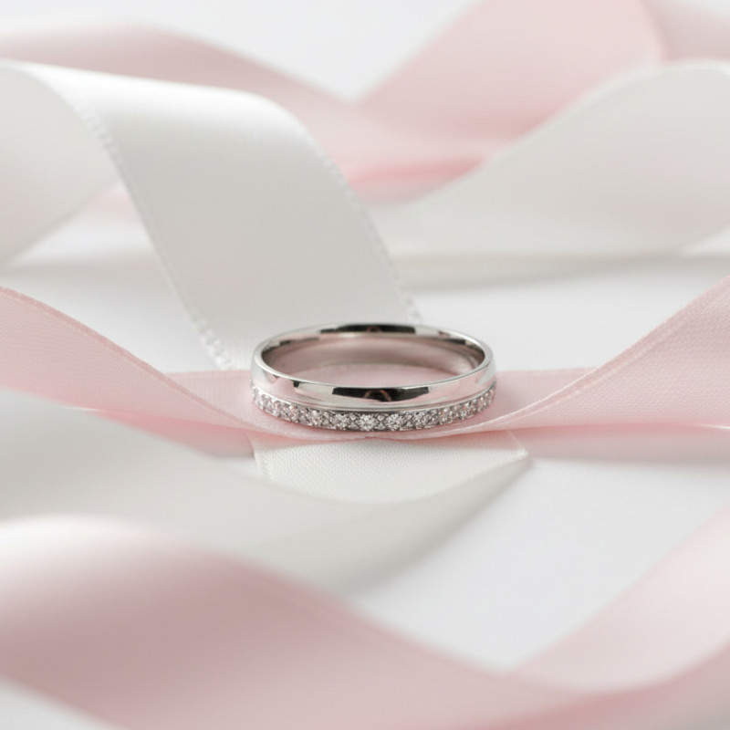 Alliance fantaisie or blanc effet double