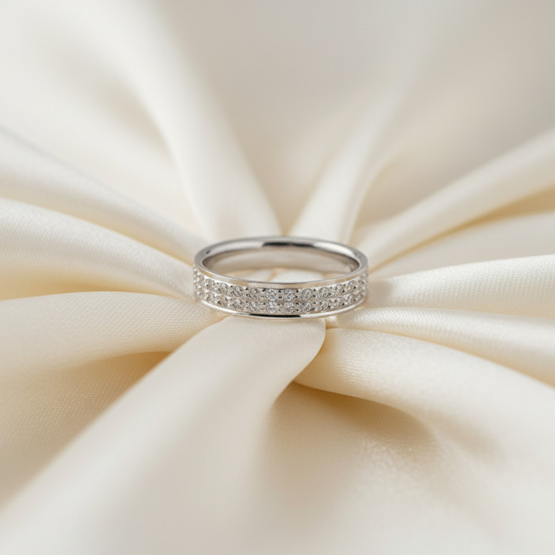 Alliance fantaisie or blanc 375/000