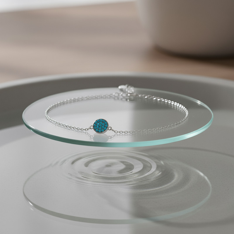 Bracelet Femme Carador rond empierré de turquoise en argent 925/000