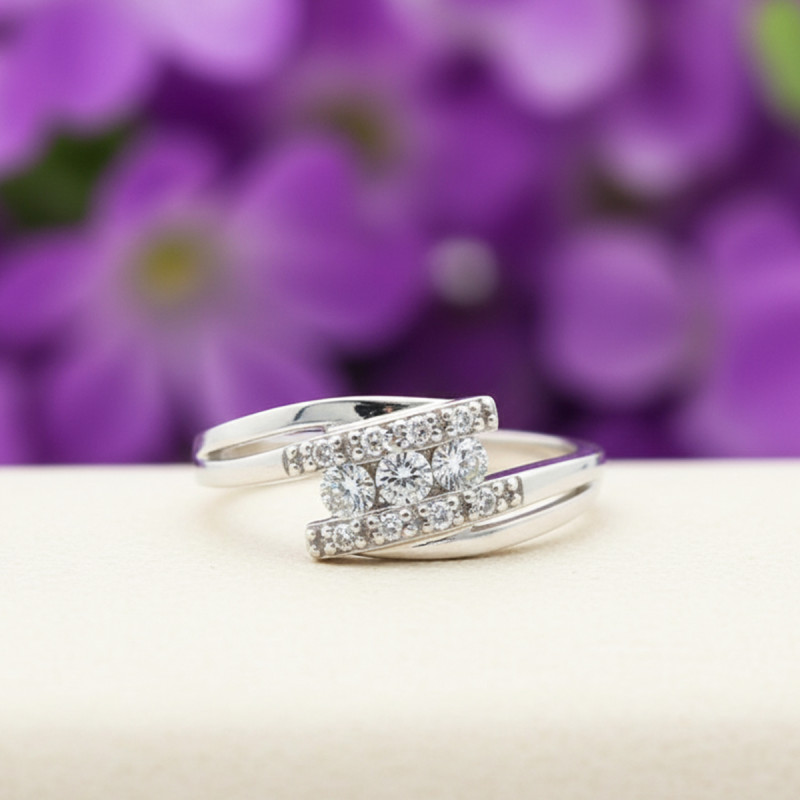 Bague  fantaisie Carador en or blanc 375/000 et oxydes de zirconium