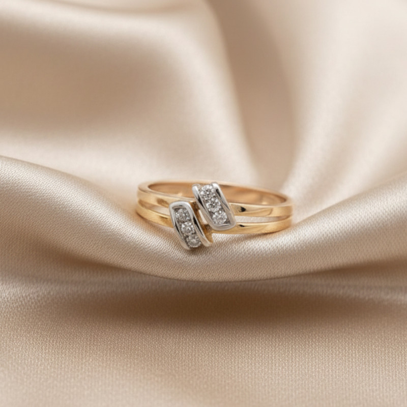 Bague tricolore Carador diamants 0,110 cts et or 750/000