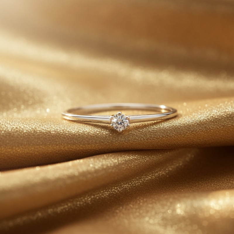 Bague Carador solitaire 6 griffes diamant 0.05 cts en or 750/000