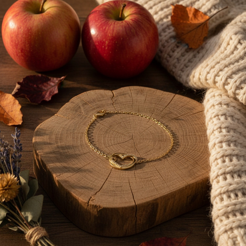 Bracelet plaqué or coeur carador
