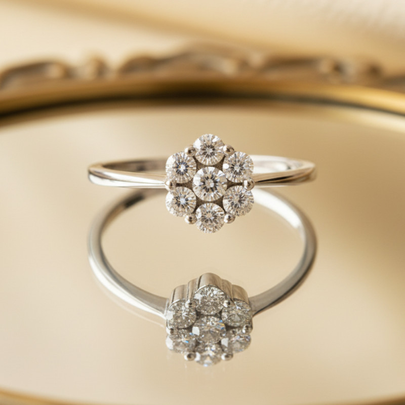 Bague Carador diamants sertis pression en or blanc 750/000