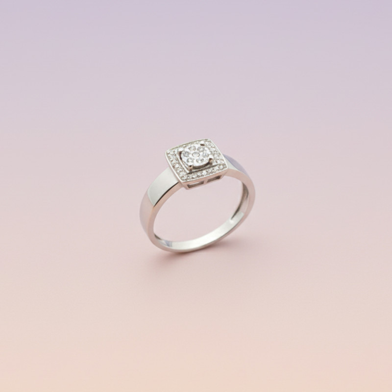 Bague en or blanc 750/000 et diamants 0.078 carats