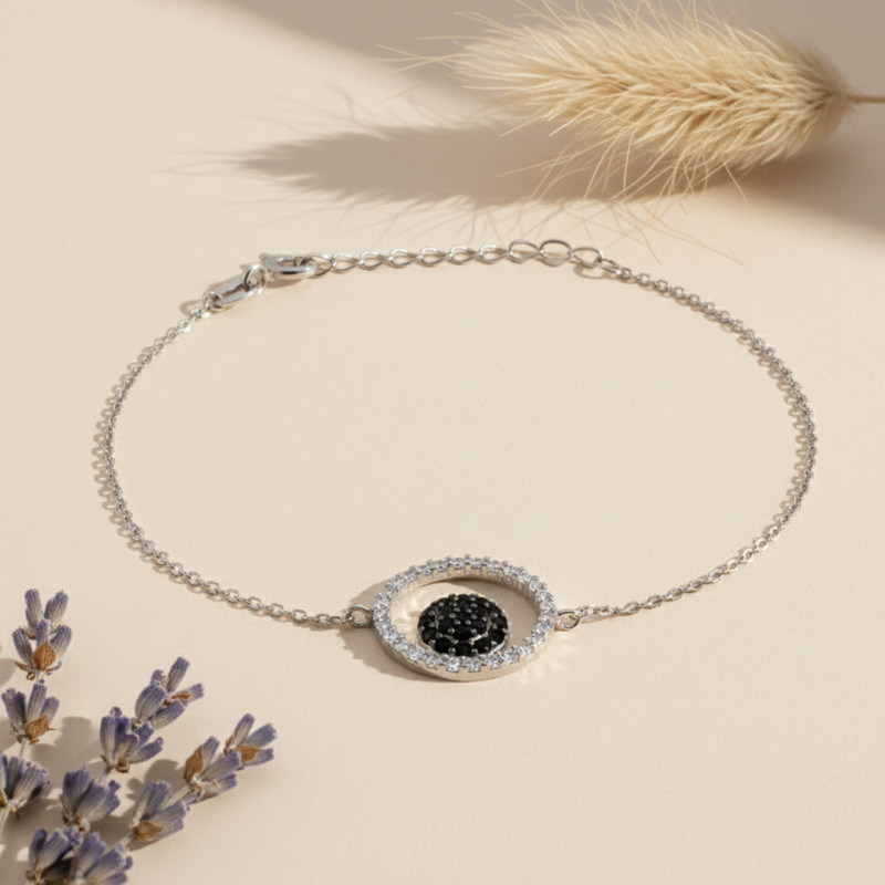 Bracelet souple Carador fantaisie argent 925/000 et oxydes de zirconium bicolores