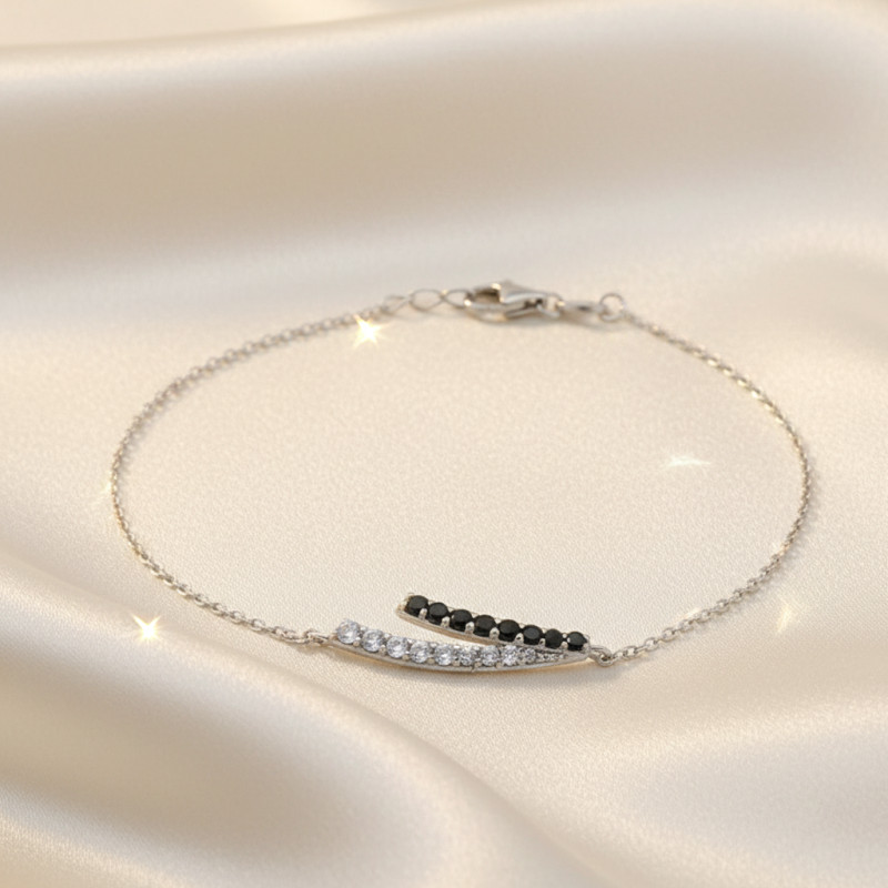Bracelet Femme Carador chaine et ornement empierré de zircons bicolores