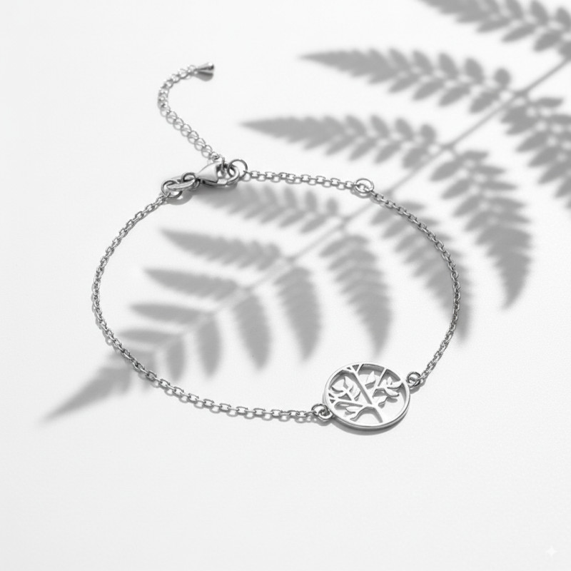 Bracelet Carador - Argent rhodié, motif arbre de vie
