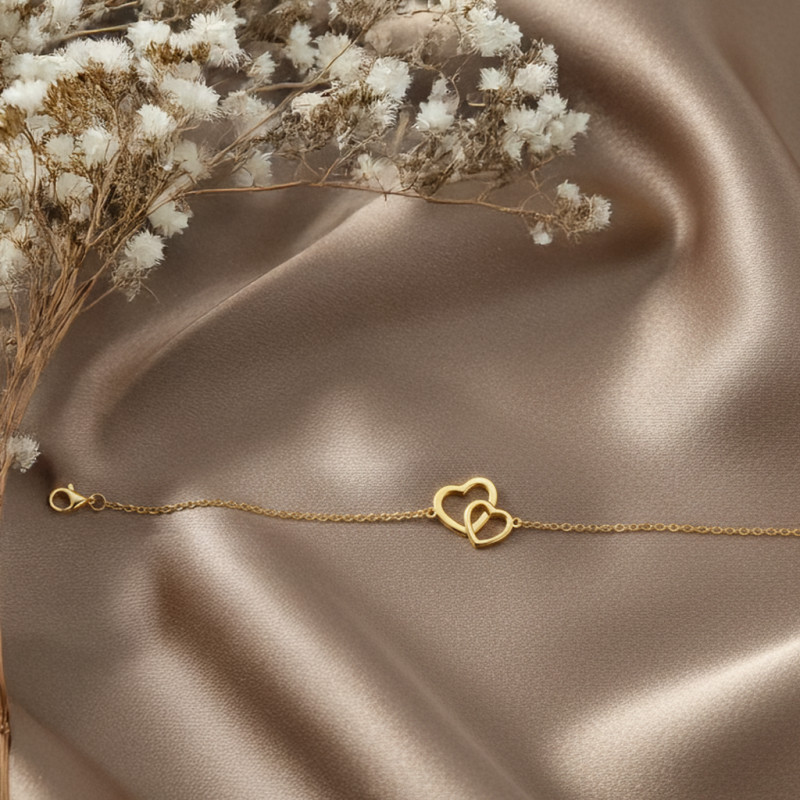 Bracelet Plaqué or Carador - doubles cœurs