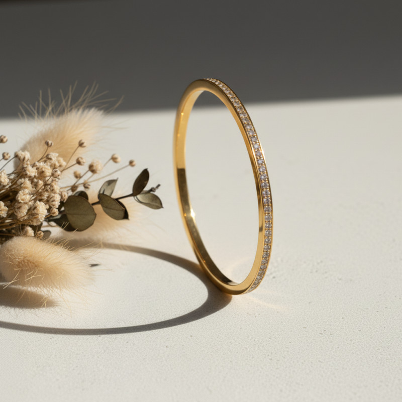 Bracelet Jonc Plaqué or Carador - Oxydes de zirconium