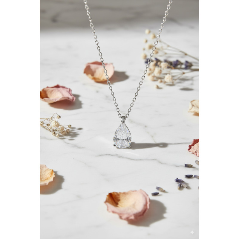 Collier Carador en or blanc 375/000 et oxydes de zirconium