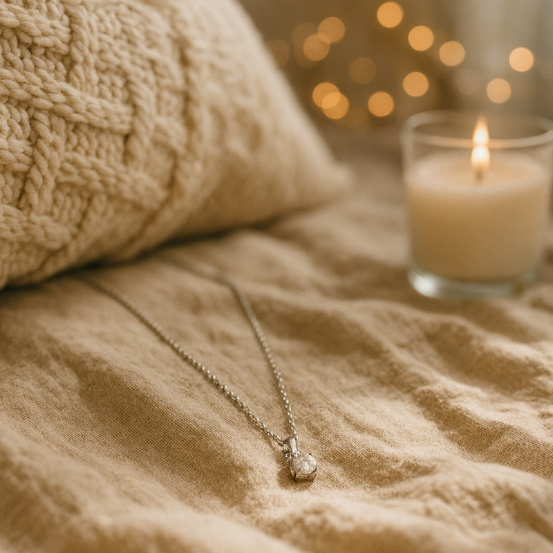 Collier Carador en or blanc 375/000 et oxydes de zirconium
