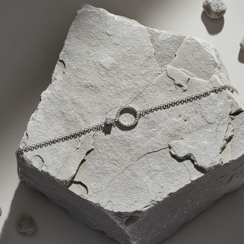 Bracelet Carador - Argent et oxyde de zirconium blanc - cercle