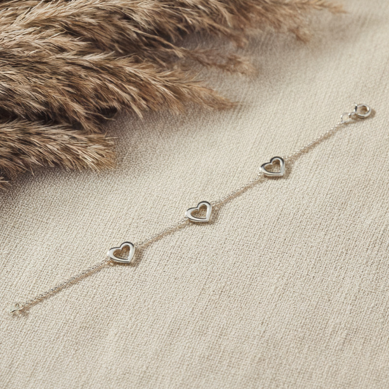 Bracelet Argent Carador - 3 cœurs