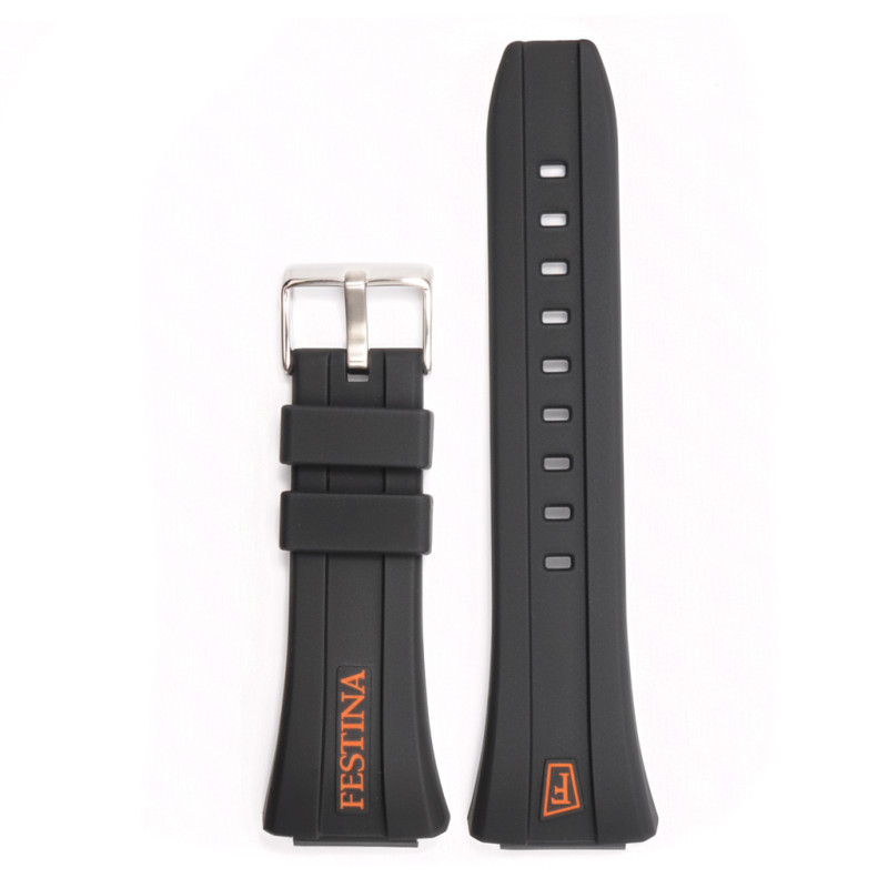 Bracelet de montre Festina silicone noir logo orange