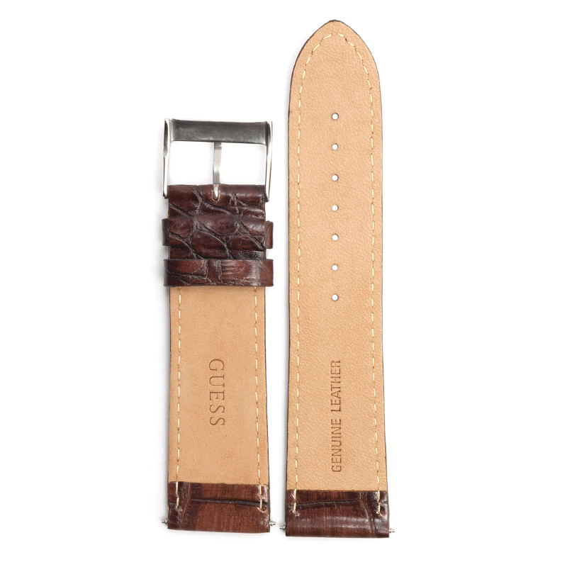 Bracelet de montre Guess cuir marron effet bois boucle argenté