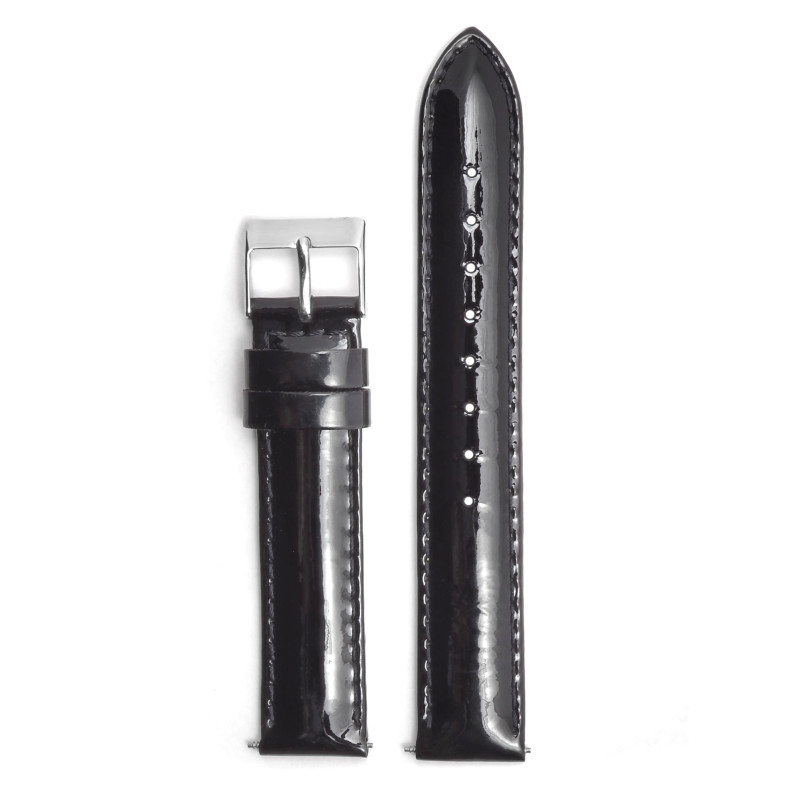 Bracelet de montre Guess cuir noir brillant boucle argenté