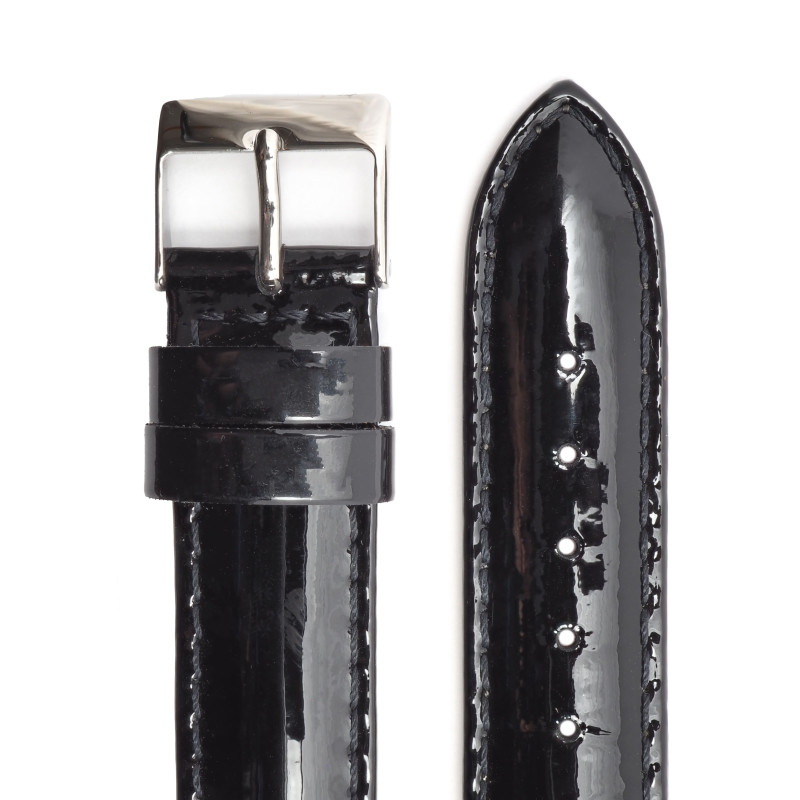 Bracelet de montre Guess cuir noir brillant boucle argenté