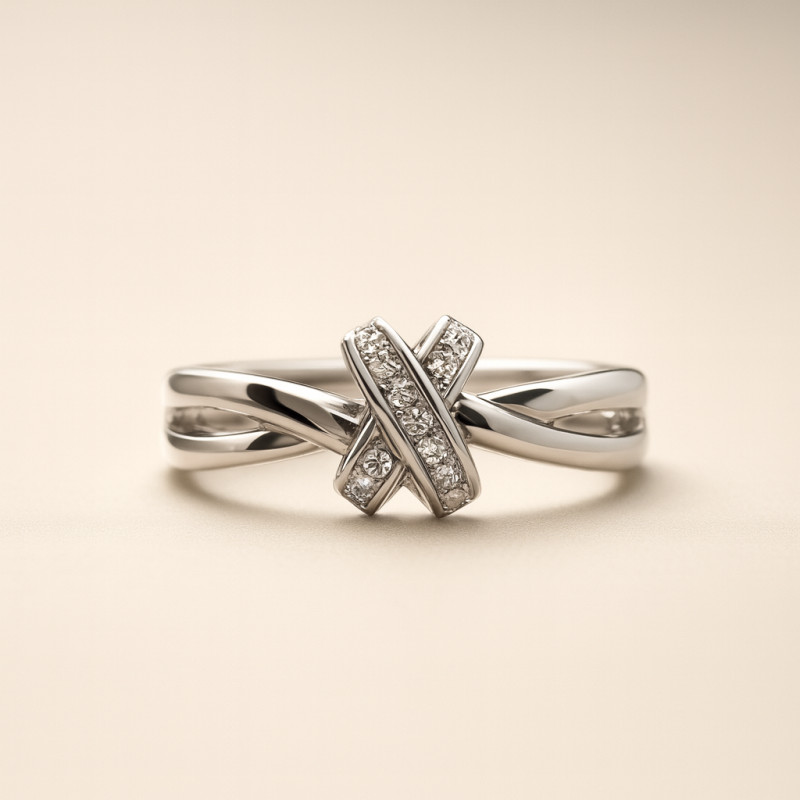Bague X empierré Carador en or blanc 750/000 et diamants