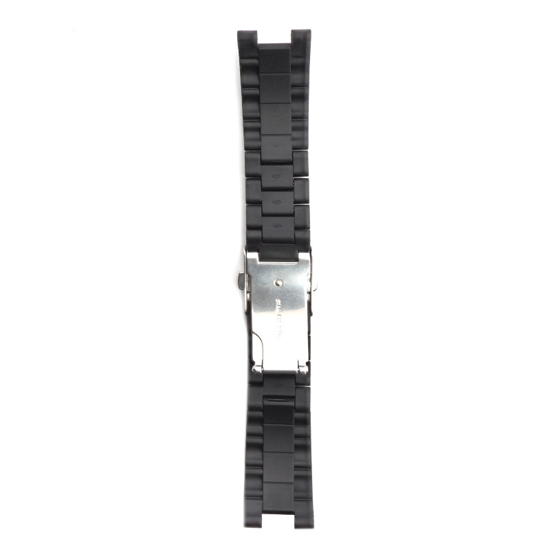 Bracelet de montre Guess silicone noir boucle déployant argenté