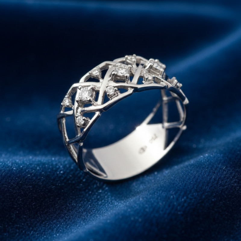 Bague résille Carador en or blanc 750/000 et diamants