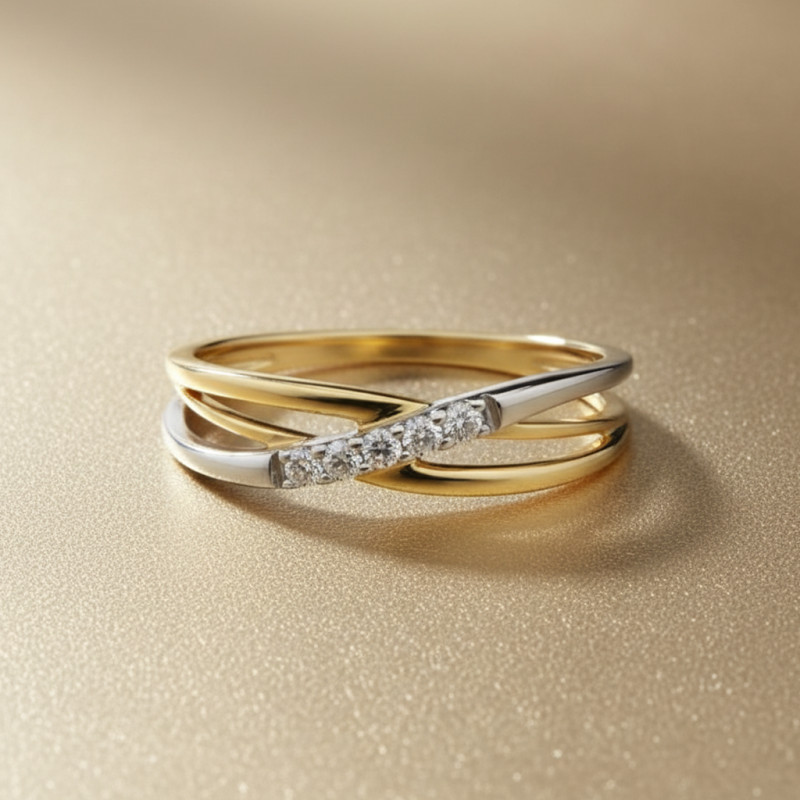 Bague bicolore en or 750/000 et diamants CARADOR