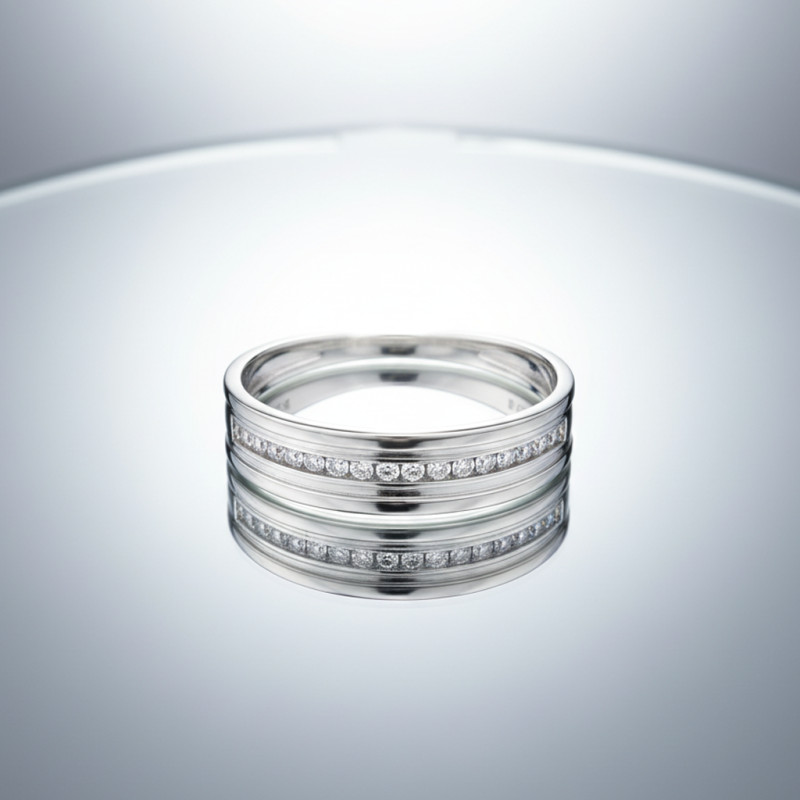 Bague Carador anneau double or blanc  375/000 et oxydes de zirconium