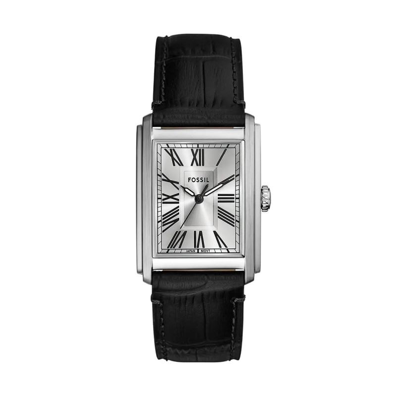 Montre analogique Fossil collection Carraway bracelet cuir noir