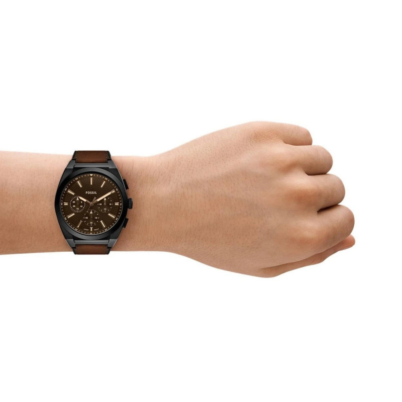 Montre analogique Fossil collection Everett bracelet cuir marron