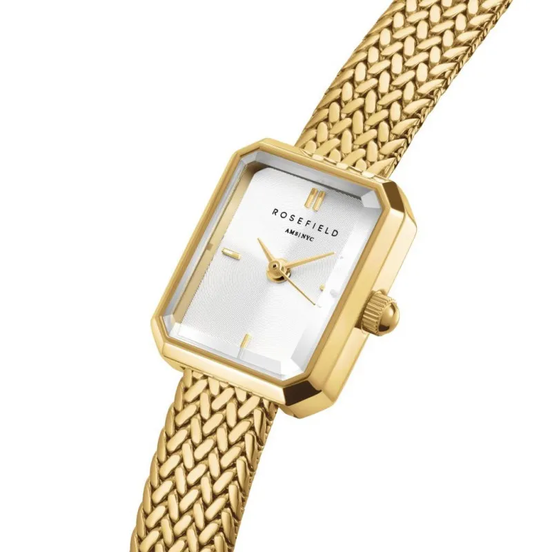 Montre femme Rosefield Minis en acier doré et cadrant blanc