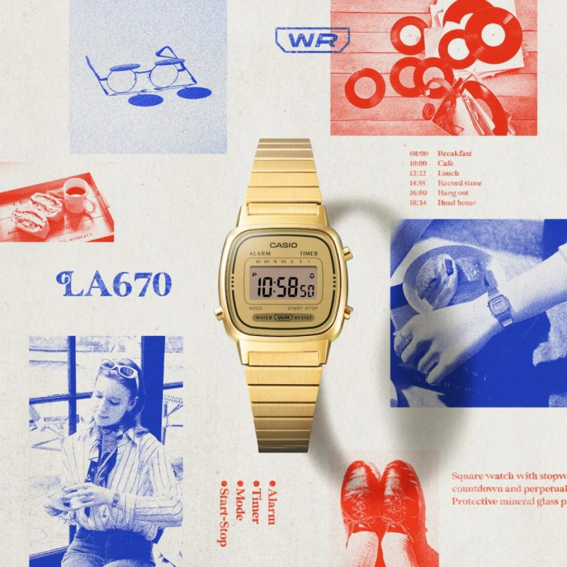 Montre digitale Casio collection Vintage bracelet acier doré
