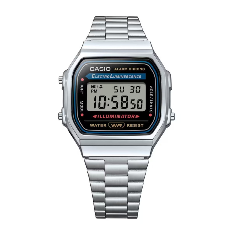 Montre digitale Casio collection Vintage bracelet acier argenté