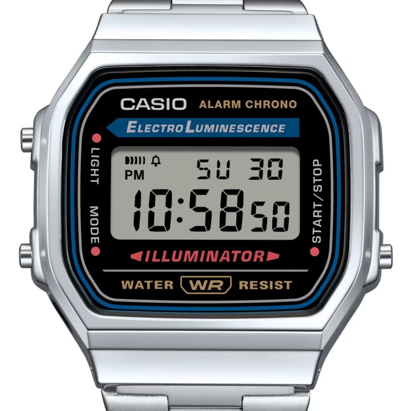 Montre digitale Casio collection Vintage bracelet acier argenté